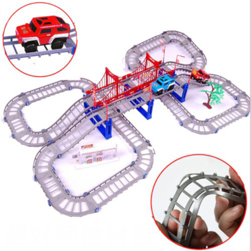 DIY Racing Battery Operated Rail Track Car Toys Auramart.lk