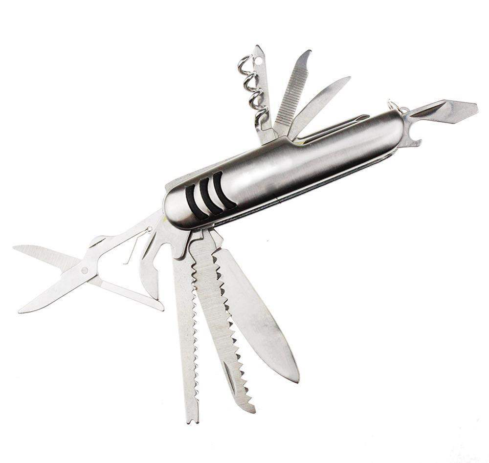 Multipurpose 11 in 1 Stainless Steel Pocket Knife Multitool - Silver