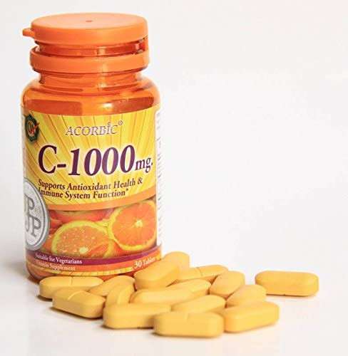 Vitamine C ACORBIC 1000 Mg - Boîte De 6 Comprimés - Antioxydant, Blanchissant, Anti-rides