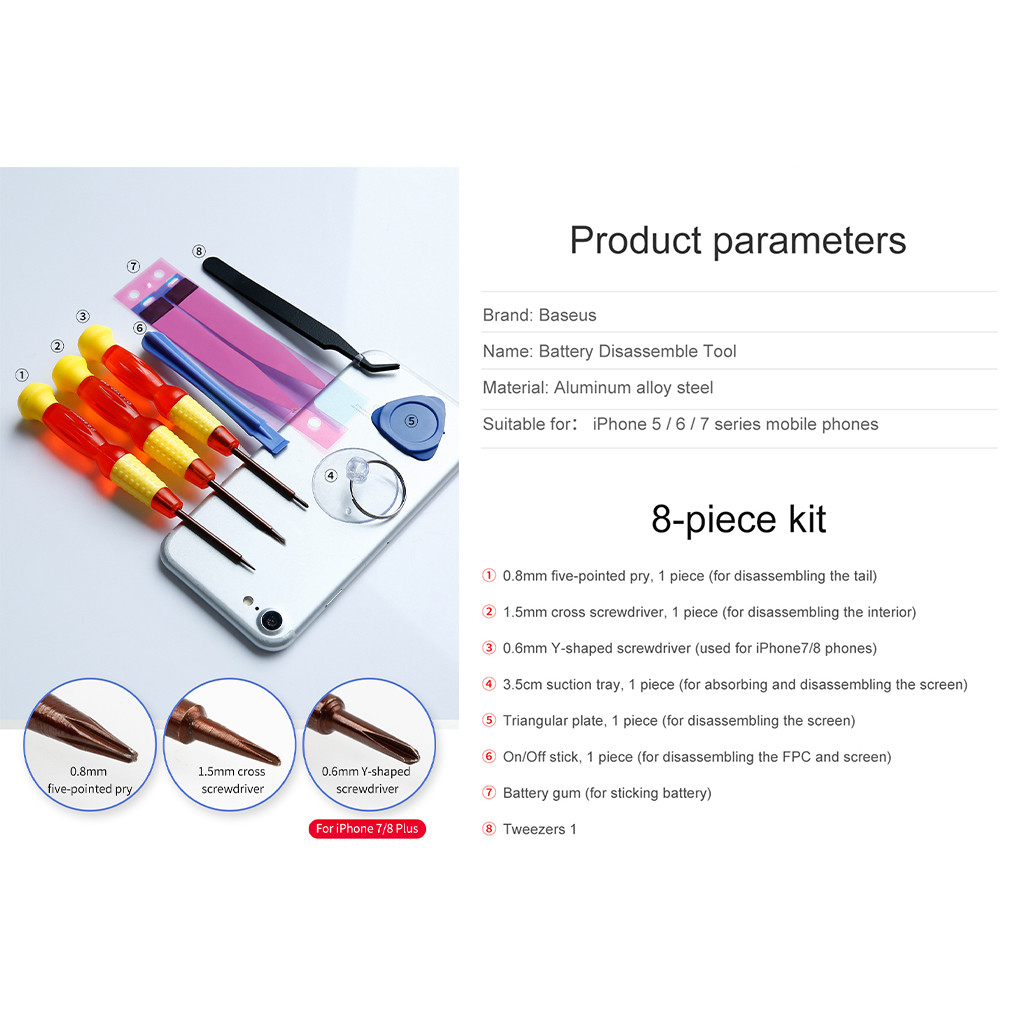 Baseus 8 in 1 iPhone Battery Replacement Tools Kit onide.lk